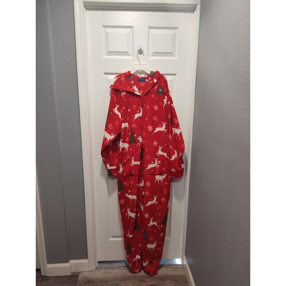XMASCOMING One‎ Piece Adult Women Christmas tree Zip Up Hoodie Pockets Size 2XL